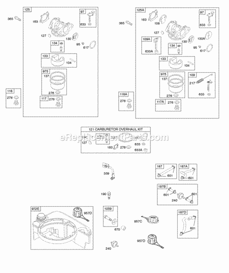 Carburetor Fuel Supply Diagram and Parts List for 122L02-0120-F1  Briggs and Stratton Engine